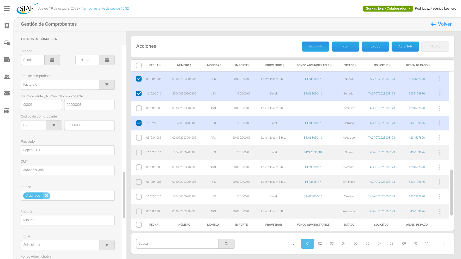 SIAF — diseño de interfaces, pantalla 9